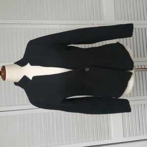 Marina Luna Black 100% Merino Wool Cardigan Sweater Size M